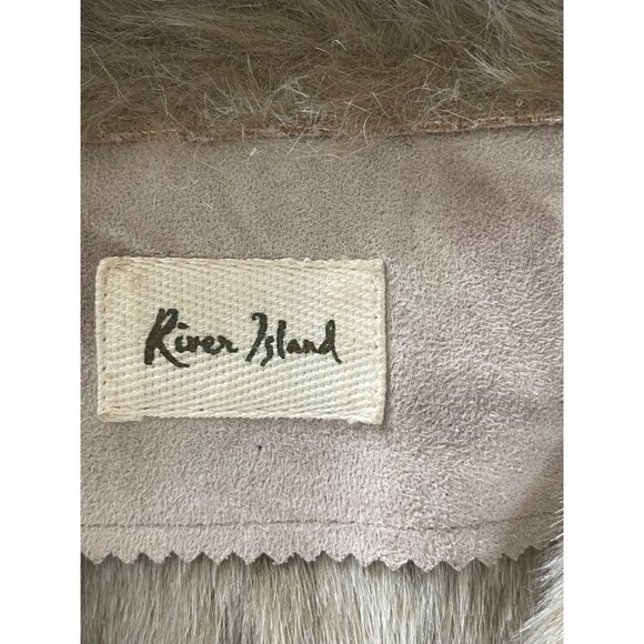 River island fur lined NEW vest outdoors  size US size 12 beige - Picture 10 of 11